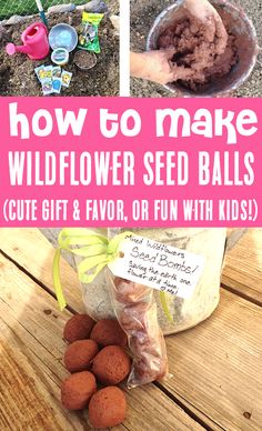 Wildflower Seed Favors Seed Craft Ideas, Diy Seed Balls, Seed Balls Diy, How To Make Flower Seed Balls, Seed Bomb Printable, Earth Day Seed Balls, Flower Seeds Birthday Party Favor, Wildflower Seed Balls, Wildflower Seed Party Favors