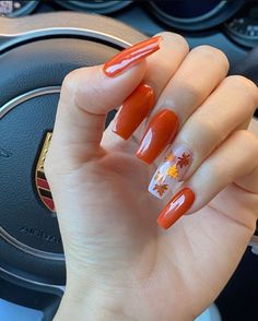 fallnailsknit Nails with leaves, Fall nails, Fall nails 2022 Acylic Nails 2022 Fall, Fall Acrylic Nails With Leaves, Fall Nails Acrylic Design Art Ideas, Thanksgiving Nails Fall Leaves, Red Fall Nails With Leaves, Leaves On Nails Fall, Leafy Nail Art, Fall Leave Nails Art, Fall Nail With Leaves