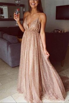 Gold Prom Dresses Long, Gorgeous Prom Dresses, Gold Prom Dresses, Backless Evening Dress, Spaghetti Strap Prom Dress, Sequin Prom Dress, Sequin Evening Dresses, Cute Prom Dresses, Backless Prom Dresses