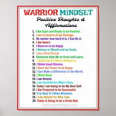 a poster with the words warrior minds written in red and green on it, against a white background