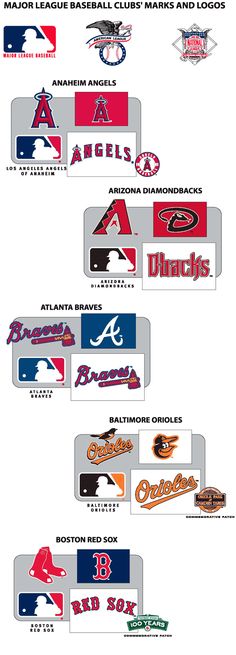 the major league baseball teams are depicted in this graphic style, with different colors and logos