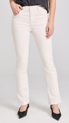 MOTHER The Insider Flood Jeans | Shopbop Slim Stretch Cotton Bottoms, Stretch Mid-rise Bottoms With Five Pockets, Mid-rise Stretch Cropped Jeans, Spring Stretch Cropped Jeans, Non-stretch Straight Leg Cropped Jeans, Slim Stretch Cotton Jeans, Mid-rise Elastane Pants With Five Pockets, Stretch Straight Cropped Jeans For Spring, Spring Straight Cropped Jeans With Stretch