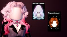 an animated image of a woman with pink hair and black clothes, next to the poster for sweetener