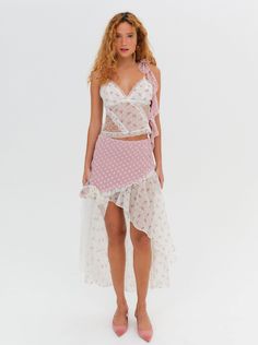 Francine Midi Skirt — Pink 2 Piece Outfit Set Skirts, Cute Flowy Skirts, Asymmetrical Ruffled Skirt, Layered Skirts, Dream Skirt, Skirt Set Two Piece, Matching Skirt Set, Pink Midi Skirt, Desired Reality