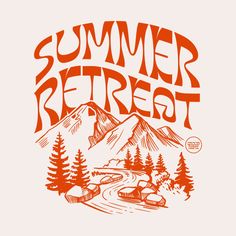 an orange and white t - shirt with the words summer retreat on it