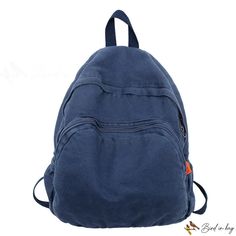 Bird in Bag - Schoolbag female college students design sense retro solid color canvas backpack junior high student shoulder bag Cute College Backpacks, College Backpack, Street Trends, Blue Backpack, Junior High, Bag Design, Canvas Backpack, Design Student, Retro Color