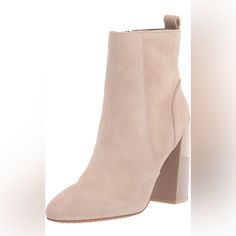 Size 7/37 1/2 Nwot- Never Warn. No Box. Suede Zipper Closer 4.5” Heel Cream High Heel Suede Boots, Beige Boots With Branded Heel Counter, Modern Beige Ankle-high Boots, Modern Ankle-high Beige Boots, Modern Beige Boots For Spring, Modern Beige Spring Boots, Vince Camuto Shoes, Beige Color, Vince Camuto