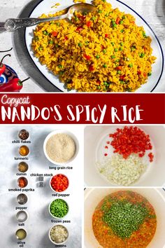 Spicy Nandos served in a large oval dish with a plate of chicken wings, corn on the cob and rice on the side. Canned Chicken Rice Recipes, Spicy Rice Chicken Recipes, Spicy Rice Recipes Easy, Nandos Rice Recipes, Indian Dishes Vegetarian, Grilled Chicken And Rice, Savoury Rice, Flavoured Rice Recipes, Rice Side Dishes For Chicken