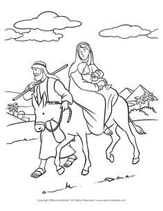 jesus riding on the back of a horse with a woman and child in his lap