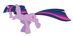 pinkie pony with blue and purple stripes on it's tail, looking to the side