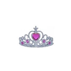 a tiara with pink stones and a heart on the front, in white background