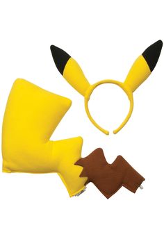 the costume is made to look like pikachu's ears, nose and tail