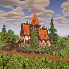 Minecraft Midevil House Ideas, Spooky Minecraft Builds, Minecraft Fantasy Village, Minecraft Tree, Minecraft Building Ideas, Case Minecraft, Minecraft House Plans