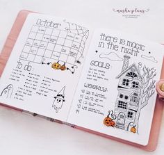 Haunted House Bullet Journal, October Planner Ideas, Bujo October, Autumn Bullet Journal, Fall Bullet Journal, Journal October, Daily Bullet Journal