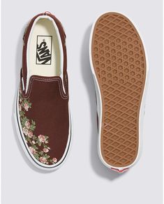 Vans Classic Slip-On Wallflower Floral Shoe Bitter Chocolate VN0009Q77YOThe Slip-On that’s been Setting Trends Since 1979The Classic Slip-On, with its “No Laces, No Problems” approach, was first introduced to the world in 1979. Since then, it’s become a pop culture icon, known for its ability to dress up or down, its reliable comfort, and the flexibility to adapt to everyone’s style. With a vintage-inspired tiger print surrounded by swirling clouds and flowers, the Classic Slip-On Tiger Floral i Clouds And Flowers, Floral Shoe, Bitter Chocolate, Vans Slip On, Floral Shoes, Vans Classic Slip On, Vans Classic, Tiger Print, Retail Therapy