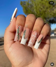 Meet Me Under The Mistletoe, Natural Nail Art, Vacation Nails, Ballerina Nails, Under The Mistletoe, Gem Nails, 2023 Christmas, Xmas Nails, Christmas Nail Designs