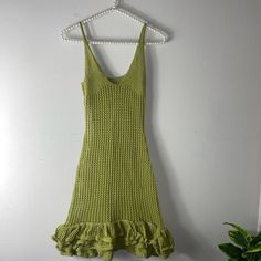 Endless X Luxury Brand Ruffle Knit Dress Size M New Body-Hugging Lightweight Knit Material Crochet Mini Dress Ruffle Bottom Detail Has Some Stretch Cotton, Spandex Run Small Knitted Dress Night Out, Crochet Dress Subversive, Knitted Club Dress, Crochet Mini Dress Party, Nitted Dresses, Forest Green Crochet Dress, Skin Tight Crochet Dress, Tight Dress Crochet, Knitted Mini Dress