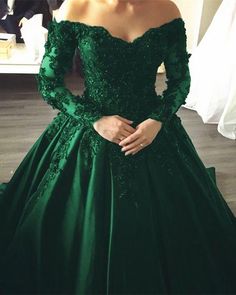 Green Ball Gown Prom Dress Evening Dress Green Ball Gown Prom, Green Ball Dresses, Emerald Green Prom Dresses, Emerald Green Prom, Emerald Green Prom Dress, Dress Display