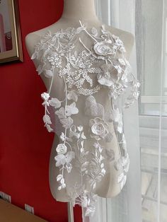 Super Luxury Lace Appliques Ivory Exquisite Lace Applique For Wedding Dress Grown Bridal Veil BodiceSize of 1 pcs : 58cm* 31cm , in inch: 22.8"  * 11.8"The listing is for 1 pcs.For more quantity, please feel free to convo me.If you like it, order it now. sdyhttps://www.etsy.com/shop/beautyfabric Cream Wedding Dress With Floral Applique, Sleeveless Wedding Gown With Floral Applique, White Sleeveless Gown For Ceremony, Floral Applique Organza Gown For Wedding, White Wedding Dress With 3d Flowers, Sleeveless White Gown With Floral Embroidery, White Sleeveless Gown With Floral Embroidery, Organza Gown With Floral Applique For Wedding, White Sleeveless Wedding Dress For Ceremony