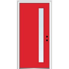 a red door on a white background