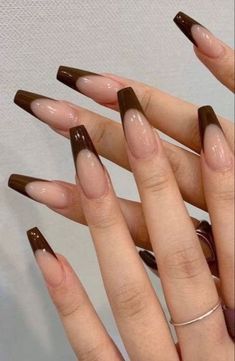 Brown Acrylic Nails, Classy Acrylic Nails, Acrylic Nails Coffin Short, Brown Nails, Dream Nails, Funky Nails, Dope Nails