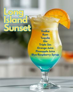 the long island sunset cocktail is served in a glass