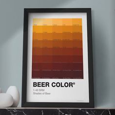 a framed poster with the words beer color on it