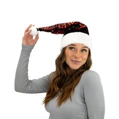 Look your best this holiday season in our brand-new Santa hats! Crafted with an updated size of 18 inches by 12.5 inches, these festive accessories fit adults perfectly! Watch as the fun, flip sequin hats transform red to green with a simple hand movement. The shiny exterior hides a soft and plush interior that keeps you cozy during winter. Capture magical memories with Plushible's Santa hats and be picture-perfect for the holidays!🎄 Shift from red to green with the flip of a hand🎄 Sequins mag Winter Party Costume Hat, One Size Fits Most, Red Christmas Hat For Festive Occasions, Winter Party Beanie Mini Hat, Adjustable Red Christmas Hat, Red Adjustable Christmas Hat, Red Adjustable Holiday Hat, Red Winter Party Hat, Festive Red Adjustable Hat, Red Adjustable Festive Hat