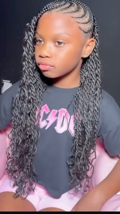 Boho Braids Kids Black, Braids For 11 Year Girl, Birthday Braids For Black Hair Kids, Goddess Braids Hairstyles Cornrows, Kids Passion Twist, Hairstyles Black Girls Braids Kids, Braid To The Scalp Hairstyles, Braids Ideas For Kids, Hairstyles For 4th Graders