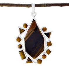 Riyo Natural Gemstone Multi Shape Faceted Brown Tiger Eye Sterling Sil – Riyo Gems #CaptivatingPendantCharm #TigerEyeSplendor #BoldandBeautifulJewelry #ArtisticSilverGemstone #HandmadeTigerEyeEdition New Years Day, Oval Cabochon, Wholesale Jewelry, Sterling Silver Pendant