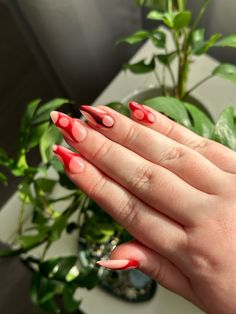 Nail Art Red, Red Chrome, Red Nail Art, Acrylic Press On Nails, Red Nail, Red Nails, Makeup Cosmetics, Abstract Design