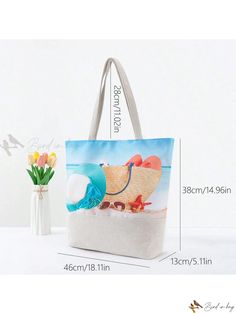 Bird in Bag - Travel Ready Summer Beach Bag Set with Straw Hat, Slippers, Sunglasses Patterned Handbag, and Spacious Tote Bag - Ideal for Vacations, Shopping, and Leisure Rectangular Canvas Bag For Summer Vacation, Large Capacity Canvas Beach Bag For Summer, Large Capacity Summer Canvas Bag, Large Capacity Canvas Bag For Summer Vacation, Large Capacity Canvas Bag For Summer, Summer Vacation Beige Canvas Bag, Summer Vacation Bucket Canvas Bag, Beige Canvas Beach Bag For Summer, Trendy Summer Bucket Canvas Bag