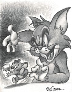 a drawing of an angry cat attacking a stuffed animal