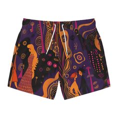 Nothing can swoosh down the summer heat like a dive into the sea - or into the nearest pool. These personalized swim trunks are here to take on your exclusive designs and most playful patterns. With an all-over-print capability accompanied by vivid colors, these swim trunks help you conquer the summer season in custom style. Material: 100% polyester Mesh-lined side pockets Extra light fabric (3.54 oz/yd² (120 g/m Fast-dry fabric Mesh basket lining Printed care label inside Drawstring waist Purple Swim Trunks For Beachwear, Purple Beachwear Swim Trunks, Beachwear Swim Trunks With Graphic Print, Graphic Print Swim Trunks For Summer, Purple Swim Trunks For Summer Swimming, Purple Swim Trunks For Summer, Graphic Print Swimwear For Surfing In Summer, Beachwear Swimwear With All Over Print, Summer Graphic Print Swim Trunks