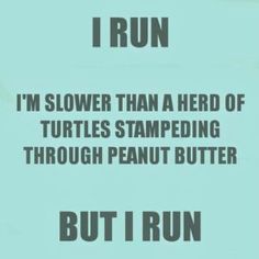 i run, i'm slower than a herd of turtles stamping through peanut butter but i run