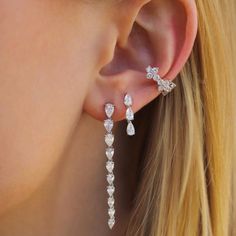 Drop Single Cut Diamond Earrings, Pear-shaped Diamond Earrings With Vvs Clarity, Pear Diamond, White Rose Gold, Pear, 18k Gold, Dots, Diamonds, Yellow Gold