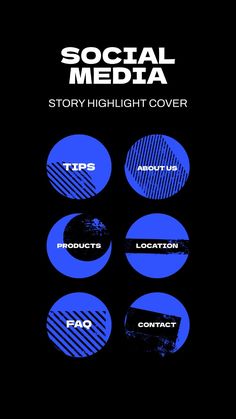 the social media story highlight cover is shown in blue and black, as well as four circles