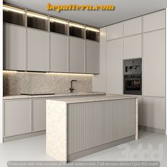 an image of a modern kitchen setting in 3d