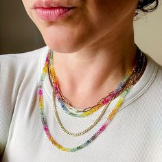 Vibrant Rainbow Jewelry With Colorful Design, Rainbow Crystal Necklaces With Colorful Beads For Gift, Vibrant Rainbow Necklace For Gift, Vibrant Rainbow Beaded Necklace As Gift, Vibrant Rainbow Beaded Necklace For Gift, Multicolor Single Strand Crystal Necklace Gift, Multicolor Single Strand Crystal Necklace For Gift, Handmade Vibrant Rainbow Necklaces, Vibrant Multicolor Jewelry For Gifts