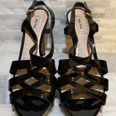 Bought For My Brothers Wedding In Vegas And Only Wore For Pictures. Never Outside. Only In Casino. Wedding In Vegas, Brothers Wedding, Miu Miu Shoes, Strappy Sandals, Miu Miu, Shoes Women Heels, New Color, Casino, Shoes Heels