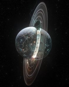 an artist's rendering of the planet with its rings spinning around it in space