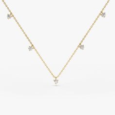 14k Dangling Diamond Solitaire Necklace – FERKOS FJ Gold Necklace White Background, Delicate Yellow Gold Diamond Necklace With Prong Setting, Solitaire Necklace, Diamond Solitaire Necklace, Pearl And Diamond Earrings, Solitaire Necklaces, Grad Gifts, Pearl Diamond, Diamond Color