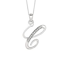 Silver Diamond Monogram Initial Necklace, Silver Initial Necklace With Diamond Accents, Silver Diamond Initial Necklace With Diamond Accents, Classic Sterling Silver Initial Necklace With Diamond Accents, Silver Diamond Initial Necklace With Accents, Silver Initial Necklace With Diamond Accents For Anniversary, Classic Silver Diamond Initial Necklace, White Gold Sterling Silver Initial Necklace With Diamond Accents, Classic Silver Initial Necklace With Diamond Accents