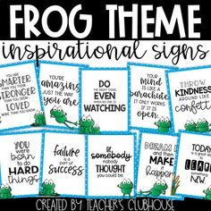 frog theme inspirational signs for classroom use