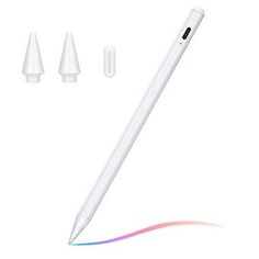 a white pen with three different colored tips