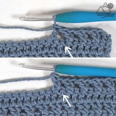 the crochet stitch is being worked on