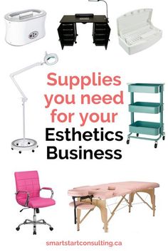 the words, supplies you need for your esthetics business are shown in red