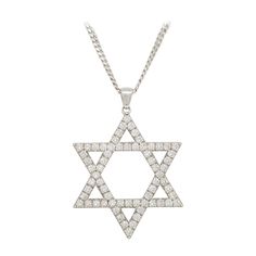 Beautiful pendant necklace with 3.50 ct. good quality white diamond rounds. Handmade in 14k white gold. Length of chain is 20". Beautiful Pendant Necklace, Star David, Star Of David Pendant, Diamond Star, Star Of David, Stone Cuts, Diamond Stone, White Diamond, Diamond White