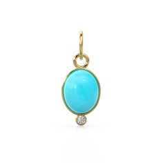 14k Gold Arizona Turquoise Pendant With Diamond / Gemstone Findings / Birthstone Oval Turquoise / Sleeping Beauty / Solid Gold bezel Please note that Real gemstones will have inclusions and some irregularities. Dimensions: 21.80 x 9.00mm (including jumpring) You'll get 1 charm per winning! MATERIAL: 14k Solid yellow gold * Please note that Gold orders are made to order in your choice of Gold KT / Color & Beads drilled to choice so please look at handling time carefully before placing orders. * All findings made in Gold come with Real Diamonds / Gemstones and Silver findings come with CZ  (Cubic Zirconia) not diamonds. * Photos are taken with macro lens. Please refer to the size mentioned in the description carefully. * Returns & Shipping 1. Everything is handcrafted made-to-order so please Oval Turquoise Stone Jewelry, Oval Turquoise Gemstones With Accents, Arizona Turquoise, Color Beads, Turquoise Pendant, Gold Charm, Real Diamonds, Solid Yellow, Diamond Gemstone