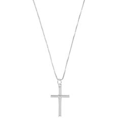 The Cross Pendant Necklace Length: 24'Metal: Available In Multiple Metal Options Silver Cross Pendant Necklace With Box Chain, Classic Silver Crucifix Necklace, Classic Clavicle Chain Necklace With Cross Pendant, Classic Cross Pendant Clavicle Necklace, Classic Necklace With Silver Chain And Cross Pendant, Classic Necklaces With Silver Chain And Cross Pendant, White Gold Cross Pendant Necklace With Box Chain, White Gold Necklaces With Box Chain And Cross Pendant, Sterling Silver Spiritual Necklace With Chain